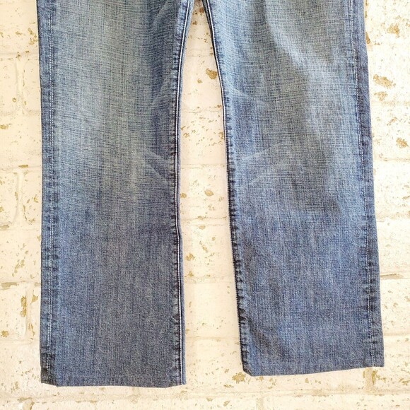 7 For All Mankind Standard Mens 38 Jeans ButtonFly Blue Wash Distressed Denim - Picture 4 of 11